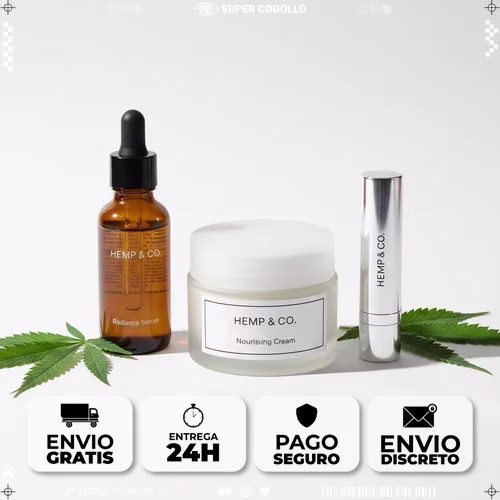 Productos cosméticos con extracto de cáñamo: crema, sérum y bálsamo