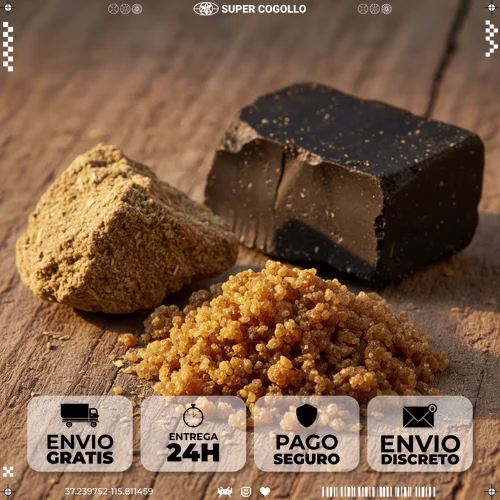 Diferentes tipos de hachís CBD mostrando variedad de colores y texturas