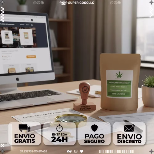 Elementos de verificación de proveedor: lupa, certificado, tienda online y producto etiquetado