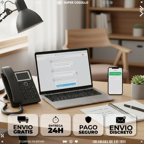 Contactar con Super Cogollo Canales de atención al cliente: teléfono, ordenador y móvil en escritorio profesional