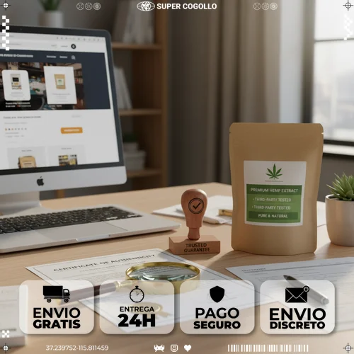 Identificar un proveedor de confianza Elementos de verificación de proveedor: lupa, certificado, tienda online y producto etiquetado